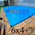 Capa para Piscina América 6x4 + 24 LonaFlex 20cm + 24 LonaFix Proteção